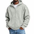 thumbnail image 1 of Hearthz Mens Hoodies Zip Up Light Gray Long Sleeve Drop Shoulder Sweatshirt Men Oversized Y2k Trendy Streetwear Zipper Mens Hoodie Sweatshirt, 1 of 6