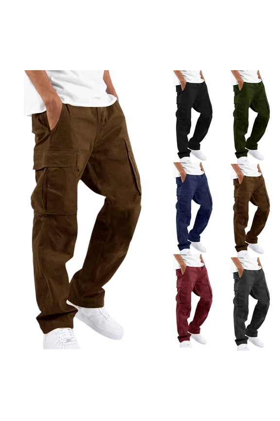 Mens Pants Cargo Wide Leg Hiking Pants Men Lightweight Athletic Elastic Waist Drawstring Palazzo Mens Joggers Black L