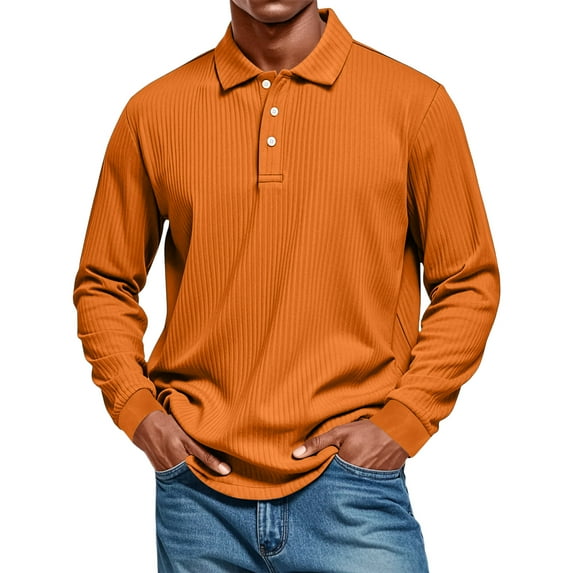 Hearthz Mens Polo Long Sleeve Shirts Knit Classic Casual Button Mens Big and Tall Polo Shirts Lightweight Collared Men Pullover Sweater