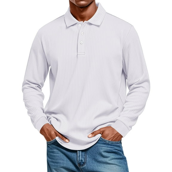Hearthz Mens Polo Shirts Long Sleeve Knit Classic Casual Button Polo Shirts for Men Big and Tall Lightweight Collared Mens Pullover Shirts