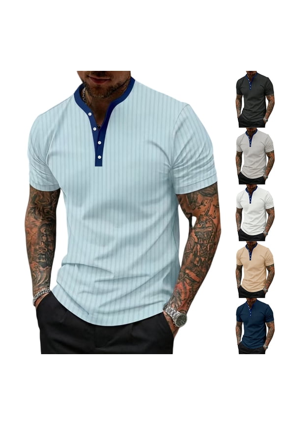 Mens Polo Shirts Stand Collar Ribbed Knit Men Shirts Short Sleeve Casual Slim Fit Men's Workout Shirts ,White M