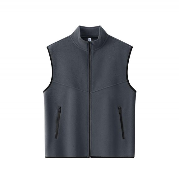 Hearthz Mens Puffer Vest Fleece Sleeveless Stand Collar Jacket Full Zipper Winter Warm Mens Outerwear Vest with Pocket