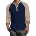 thumbnail image 1 of Hearthz Mens Raglan Shirts 3/4 Sleeve Cotton Henley Neck Baseball Jersey Color Block Mens Tops Casual Fall Men Shirts Graphic, 1 of 9