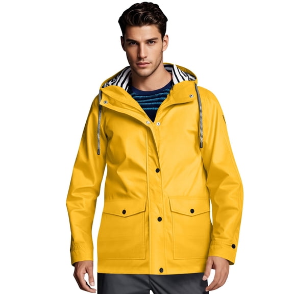 Hearthz Mens Rain Jacket Waterproof with Hood Breathable Zip Up Lightweight Wind Breaker Rain Mens Jacket Rain Coat with Pockets