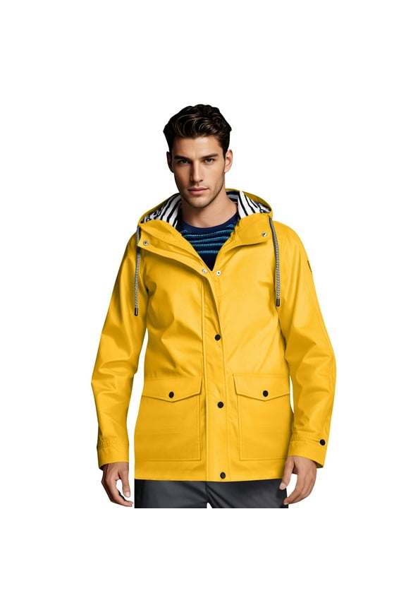 Mens Rain Jacket with Hood Waterproof Lightweight Zip Up Lightweight Windbreaker Men Rain Jacket Rain Coat with Pockets