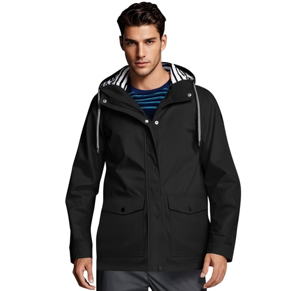 Hearthz Mens Rain Jackets Waterproof Without Hood Zip Up Lightweight Wind Breaker Rain Jacket Men Rain Coat with Pockets