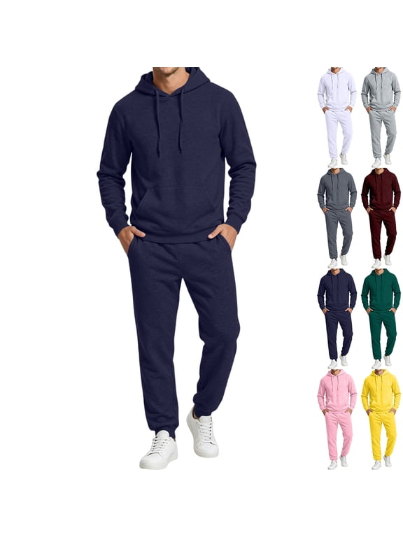 Mens Sweat Suits 2 Piece Set Drawstring Elastic Jogging Tracksuits Set Solid Color Athletic Sweatsuit Outfits Dark Gray S