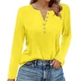 thumbnail image 1 of Hearthz Oversized Long Sleeve Shirts for Women Fall V Neck Womens Shirts Henley Button Down Womens Blouses for Work, 1 of 4