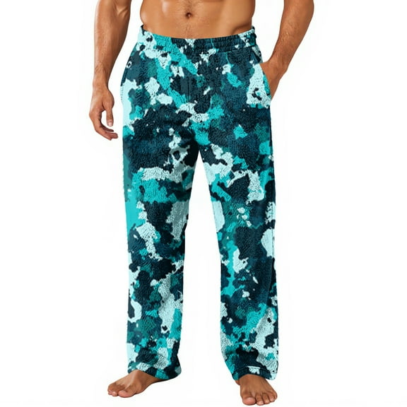 Hearthz Pajama Pants Men Fleece Camouflage Men's Pajama Bottoms Winter Warm Plush Fluffy Sleep Pants for Men with Pockets