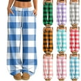 thumbnail image 1 of Hearthz Pajama Pants Woman Drawstring Wide Leg Plaid Comfy Lounge Pants Women Baggy Soft Comfy Lightweight Women's Sleep Pants, 1 of 6