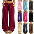 thumbnail image 1 of Hearthz Pajama Pants for Women Drawstring Wide Leg Lounge Pants Womens Baggy Soft Comfy Lightweight Sleepwear Bottoms, 1 of 6