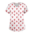 thumbnail image 1 of Hearthz Plus Size Valentines Scrubs Love Heart Pattern V Neck Short Sleeve Nurses Uniforms Stretch Workwear Women with Pockets S-5xl, 1 of 6