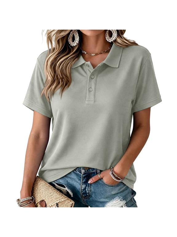 Polo Shirts Women Moisture Wicking Lapel Collar Short Sleeve Shirts for Women Fall Winter Athletic Workout Shirts for Women Uniform Tops