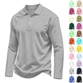 thumbnail image 1 of Hearthz Polo Shirts for Men 3 Button Placket Lapel Collar Mens Long Sleeve Tee Shirts Business Casual Mens Golf Polo Shirts Work Shirt Light Purple L, 1 of 7