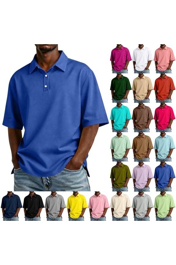Polo Shirts for Men Button Up Men's Short-Sleeve Shirt Sport Athletic Collared Workout T Shirts for Men