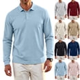 thumbnail image 1 of Hearthz Polo Shirts for Men Light pink Quick Dry Mens Long Sleeve Shirt Moisture Wicking Athletic Workout Mens Golf Polo, 1 of 6