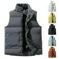 thumbnail image 1 of Hearthz Puffer Vests for Men Fleece Sleeveless Stand Collar Jacket Full Zipper Winter Warm Mens Vests with Pocket, 1 of 8