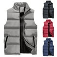 thumbnail image 1 of Hearthz Puffy Vest Men Flannel Sleeveless Stand Collar Mens Jackets Full Zipper Winter Warm Outdoor Puffy Vest with Pocket, 1 of 4