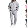 thumbnail image 1 of Hearthz Quarter Zip Fleece Sweatsuits for Men 2 Piece Tracksuit Oversized Oversized Sweatshirt Jogger Sweatpants Fall Winter Athletic Mens Track Suits 2 Piece Set Pink M, 1 of 6