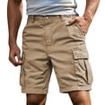 thumbnail image 1 of Hearthz Quick Dry Cargo Shorts Men Elastic Waist Drawstring Running Shorts for Men Summer Beach Vacation Mens Cotton Shorts Khaki XXL, 1 of 5