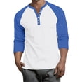 thumbnail image 1 of Hearthz Raglan 3/4 Sleevet Shirts for Men Henley Neck Baseball Jersey Colorblock Mens Tops Dressy Casual Fall Mens Tshirts, 1 of 8