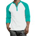 thumbnail image 1 of Hearthz Raglan 3/4 Sleevets for Men Henley Neck Baseball Jersey Colorblock Men Tops Summer Fall Dress Shirts for Men, 1 of 8