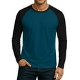 thumbnail image 1 of Hearthz Raglan Long Sleeve Gym Shirts Men Fall Color Block Crewneck Sports Baseball Jerseys T Shirts, 1 of 6