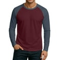 thumbnail image 1 of Hearthz Raglan Long Sleeve Mens Workout Shirts Fall Color Block Crewneck Jersey Baseball T-Shirts, 1 of 6