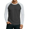 thumbnail image 1 of Hearthz Raglan Long Sleeve Shirts for Men Fall Color Block Crew Neck Baseball Tee Shirt, 1 of 6