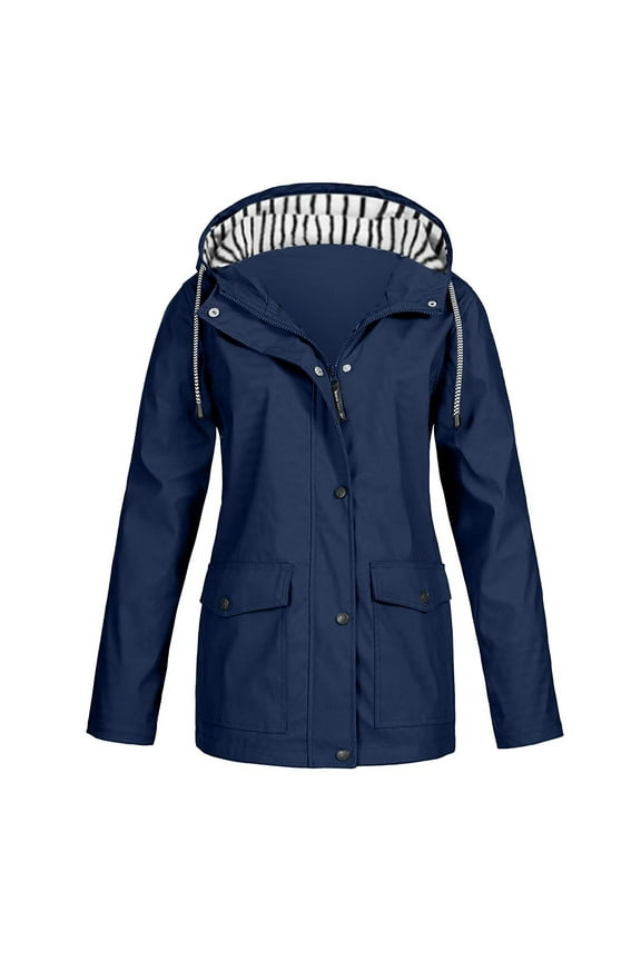 Rain Jacket Womens Waterproof with Hood Zip Up Lightweight Windbreaker Women's Jackets Women Rain Coat with Pockets