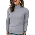 thumbnail image 1 of Hearthz Ribbed Gray Womens Sweater Turtleneck Mock Neck Womens Long Sleeve Shirts Knit Basic Spring Winter Womens Sweatshirt, 1 of 4