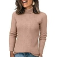 thumbnail image 1 of Hearthz Ribbed Sweater Turtleneck for Women Fitted Mock Neck Women's Long Sleeve Shirts Spring Winter Basic Blouses for Women, 1 of 4