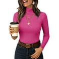 thumbnail image 1 of Hearthz Ribbed Sweater Turtleneck for Women Fitted Mock Neck Women's Long Sleeve Tops Spring Winter Basic Womens Tops, 1 of 5