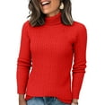 thumbnail image 1 of Hearthz Ribbed Women's Turtleneck Sweaters Fitted Mock Neck Womens Long Sleeve Tops Spring Winter Basic Pullover Shirts, 1 of 4