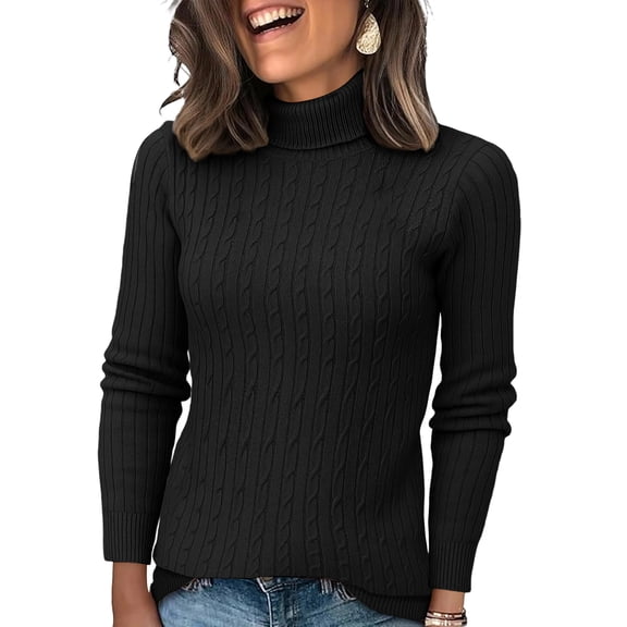 Hearthz Ribbed Womens Sweaters Turtleneck Fitted Mock Neck Women's Long Sleeve Tops Spring Winter Basic Tops for Women