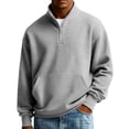 thumbnail image 1 of Hearthz S-3XL Men's Quarter Zip Sweatshirt Waffle Knit Men’s Long Sleeve Shirts Casual Loose Athletic Mock Neck Knitted Sweaters Pullover with Pocket, 1 of 3