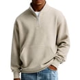 thumbnail image 1 of Hearthz S-3XL Mens 1/4 Zip Sweatshirt Waffle Knit Men's Long Sleeve Shirts Casual Loose Athletic Mock Neck Knitted Sweaters Pullover with Pocket, 1 of 3