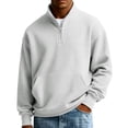 thumbnail image 1 of Hearthz S-3XL Mens Quarter Zip Sweatshirt Waffle Knit Long Sleeve Shirt for Men Casual Loose Athletic Mock Neck Knitted Sweaters Pullover with Pocket, 1 of 3