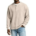thumbnail image 1 of Hearthz S-4XL Men's Long Sleeve Shirt Henley Waffle Knit Sweatshirts for Men Casual Loose Athletic Warm Knitted Sweaters Pullover, 1 of 7