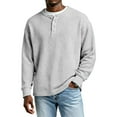 thumbnail image 1 of Hearthz S-4XL Mens Long Sleeve Shirts Henley Waffle Knit Men's Sweatshirts Casual Loose Athletic Warm Knitted Sweaters Pullover, 1 of 7