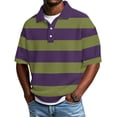 thumbnail image 1 of Hearthz S-4XL Striped Golf Shirts for Men Short Sleeve Casual Color Block Collared Mens Shirts Button Down Waffle Knit Mens Polo Shirt, 1 of 6