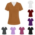 thumbnail image 1 of Hearthz S-5XL Under Scrubs for Women Plus Size V Neck Short Sleeve Nurses Working Uniforms with Pocket, 1 of 5