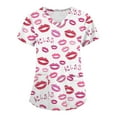 thumbnail image 1 of Hearthz S-5XL Valentine Day Scrub Tops Women Love Heart Graphic Womens Scrubs Top Workwear V Neck Short Sleeve Nurse Uniforms with Pocket, 1 of 4