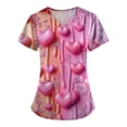 thumbnail image 1 of Hearthz S-5XL Valentine Day Scrub Tops for Women Love Heart Graphic Scrub Top Women V Neck Short Sleeve Nurse Uniforms with Pocket, 1 of 3