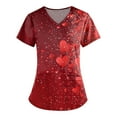 thumbnail image 1 of Hearthz S-5XL Valentine Scrubs Tops for Women Love Heart Graphic Scrubs Top for Women V Neck Short Sleeve Nurse Uniform with Pocket, 1 of 3