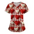 thumbnail image 1 of Hearthz S-5XL Valentines Day Scrubs Tops for Women Love Heart Graphic Scrub Top for Woman V Neck Short Sleeve Nurse Uniform with Pocket, 1 of 3