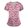 thumbnail image 1 of Hearthz S-5XL Valentines Day Scrubs Tops for Women Love Heart Graphic Womens Scrub Tops V Neck Short Sleeve Nurses Working Uniforms with Pocket, 1 of 3