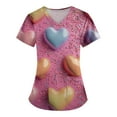 thumbnail image 1 of Hearthz S-5XL Valentines Scrub Tops Women Love Heart Graphic Scrub Top for Woman V Neck Short Sleeve Nurse Uniforms with Pocket, 1 of 3