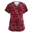 thumbnail image 1 of Hearthz S-5XL Valentines Scrub Tops Women Love Heart Graphic Scrubs Top for Women V Neck Short Sleeve Nurse Working Uniforms with Pocket, 1 of 3