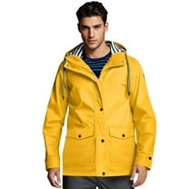 Hearthz Safety Rain Jacket Mens Waterproof with Hood Zip Up Lightweight Windbreaker Men Rain Jackets Rain Coat with Pockets